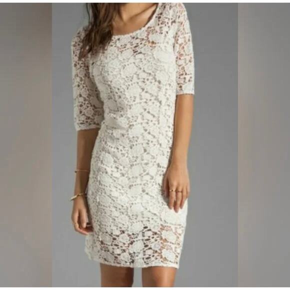 Velvet by Graham & Spencer Cream Crochet Sheer Lace Dress, size Small - Picture 1 of 6